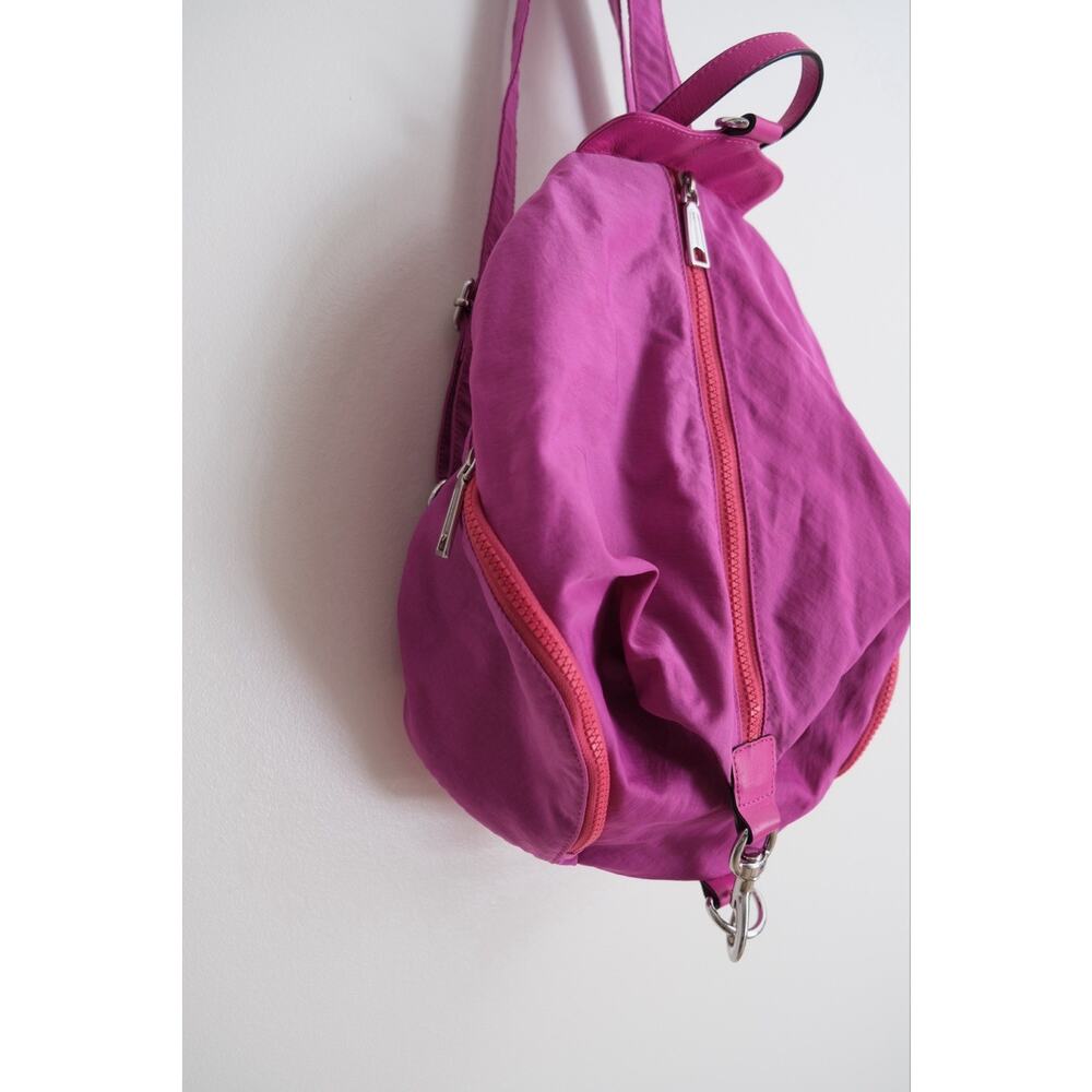 Rebecca Minkoff Julian Hot Pink Nylon/Leather Backpack PRODUCTION SAMPLE - Picture 2 of 12